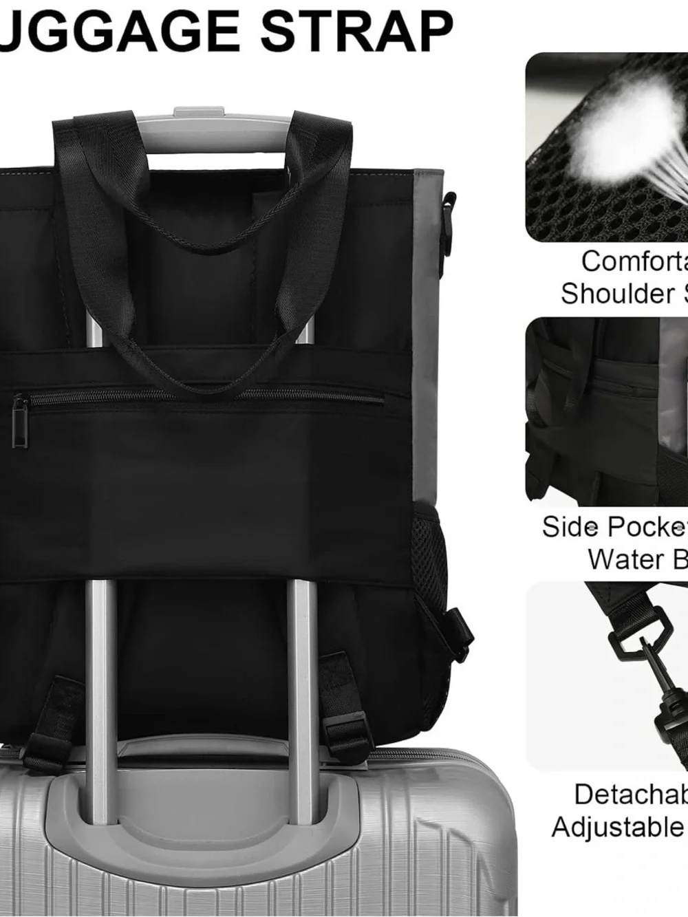 Cyureay Two-Tone Gray & Black Men's Tote Backpack